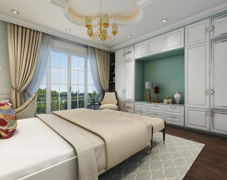 Thiết kế nội thất phòng ngủ nhà liền kề khu đô thị Văn Quán